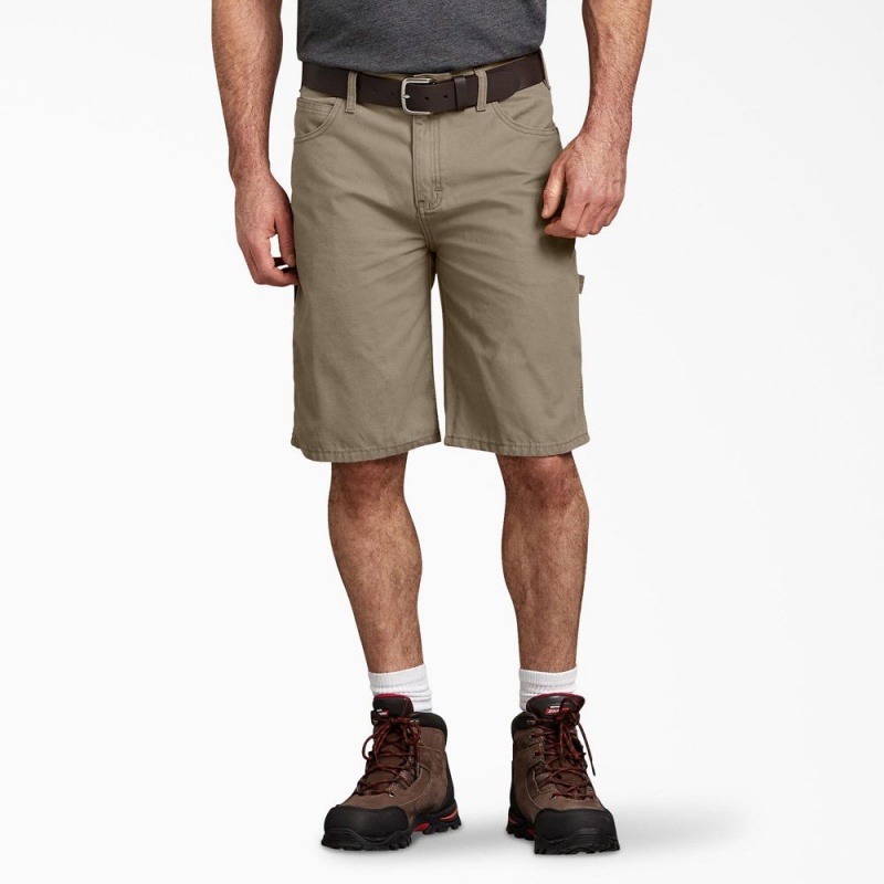 Men\'s Dickies Relaxed Fit Duck Carpenter Shorts Brown | 401795XCD