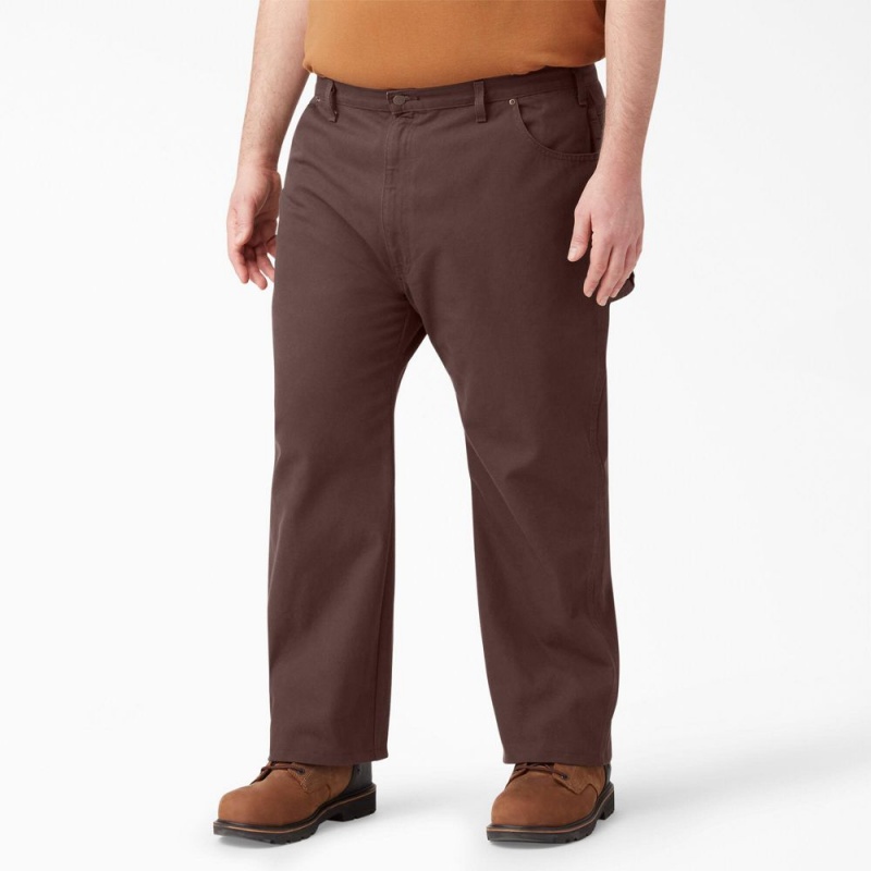 Men's Dickies Relaxed Fit Heavyweight Duck Carpenter Pants Brown | 094316DKB