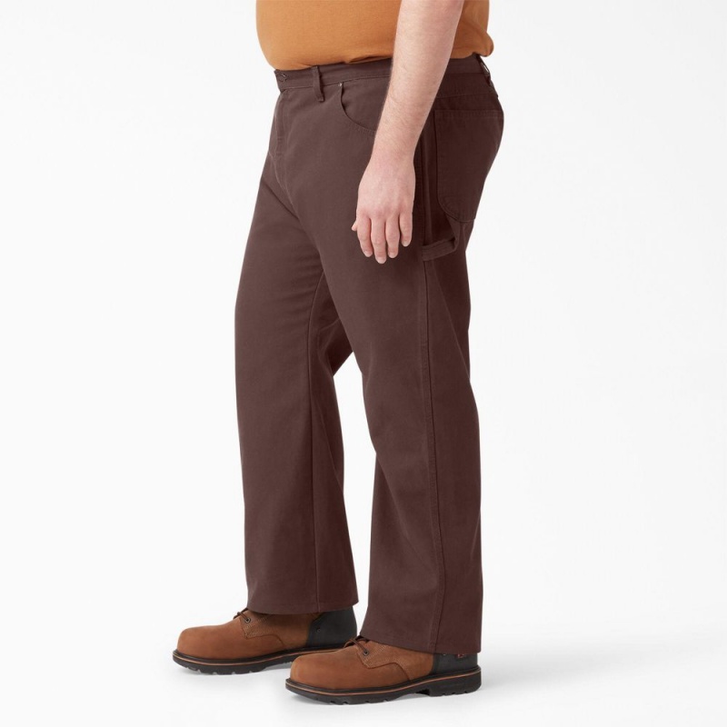 Men's Dickies Relaxed Fit Heavyweight Duck Carpenter Pants Brown | 094316DKB