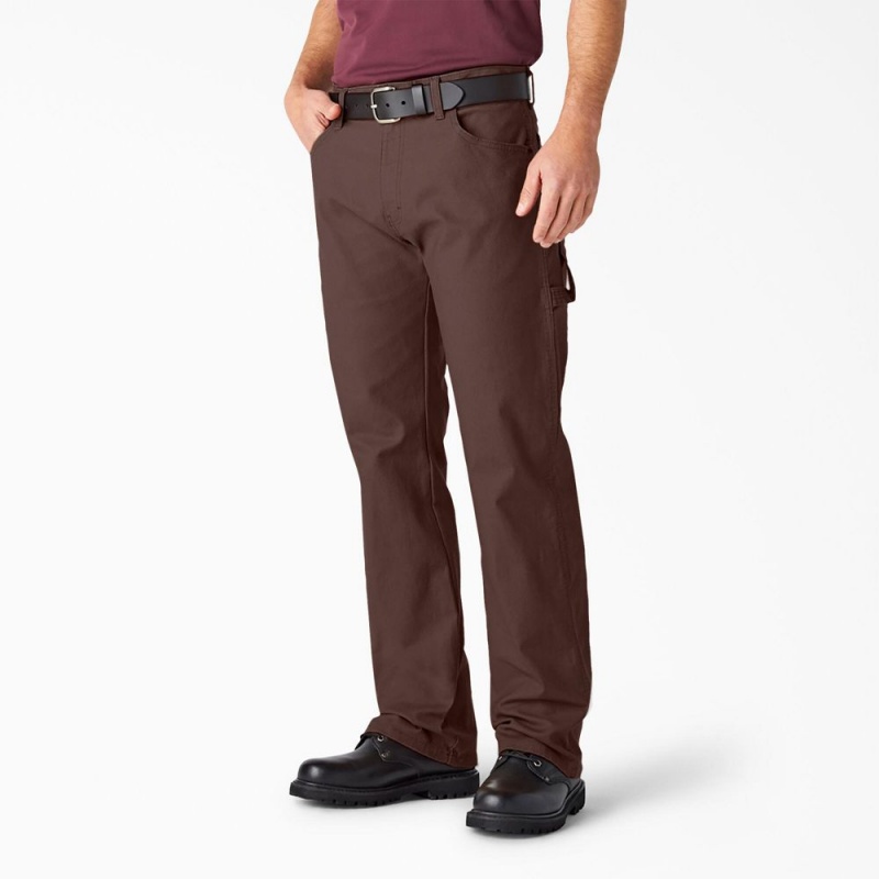 Men\'s Dickies Relaxed Fit Heavyweight Duck Carpenter Pants Brown | 094316DKB