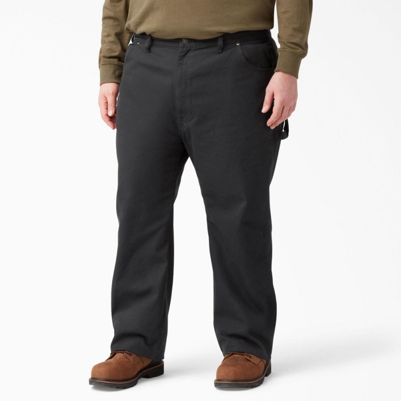 Men's Dickies Relaxed Fit Heavyweight Duck Carpenter Pants Black | 317602IAK