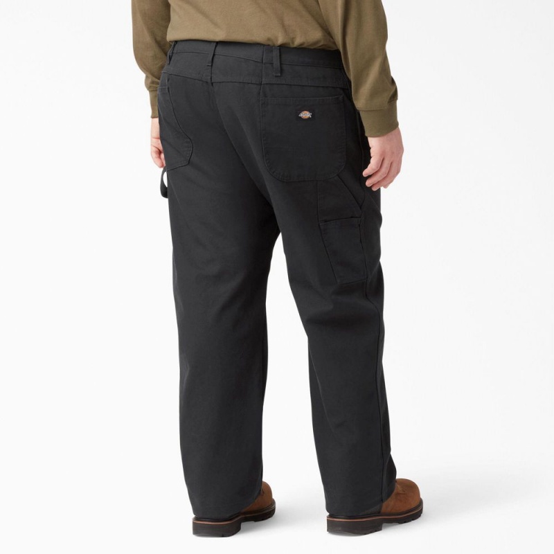 Men's Dickies Relaxed Fit Heavyweight Duck Carpenter Pants Black | 317602IAK