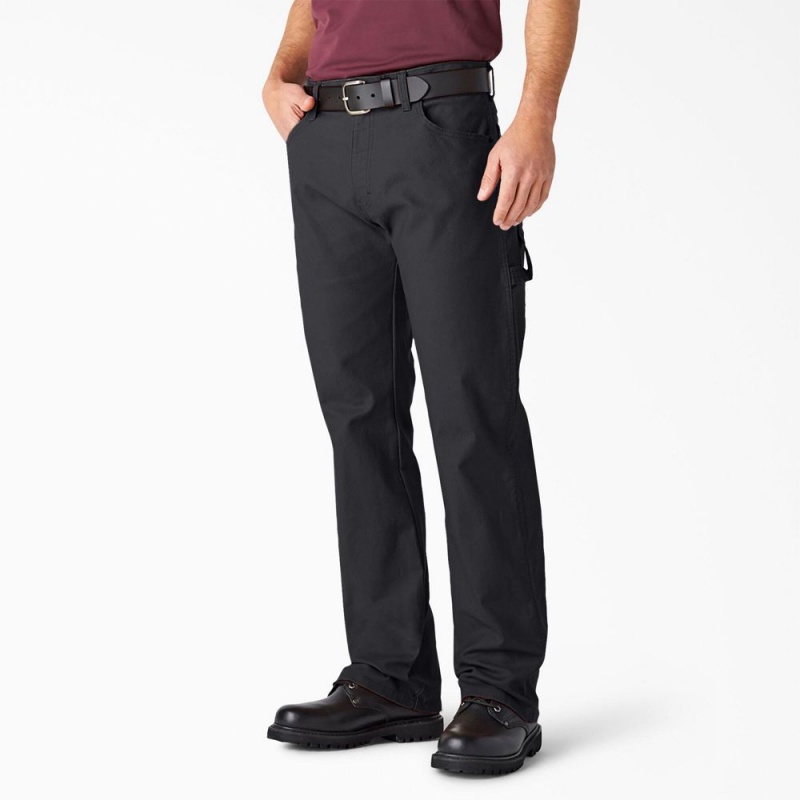 Men\'s Dickies Relaxed Fit Heavyweight Duck Carpenter Pants Black | 317602IAK