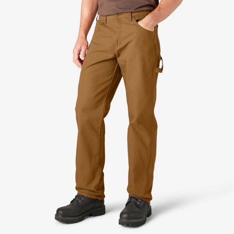 Men's Dickies Relaxed Fit Heavyweight Duck Carpenter Pants Brown | 057862IAU