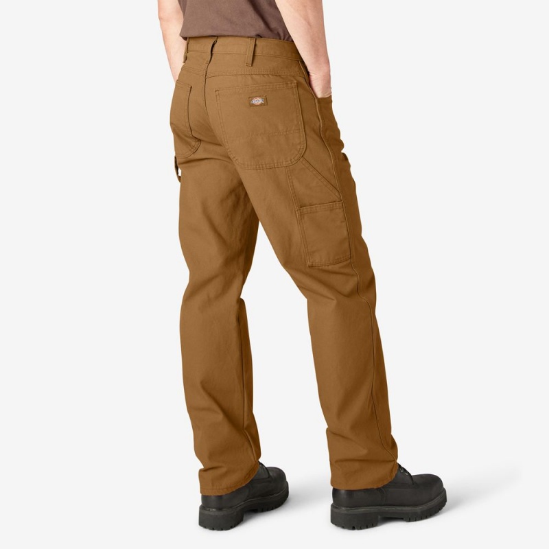 Men's Dickies Relaxed Fit Heavyweight Duck Carpenter Pants Brown | 057862IAU