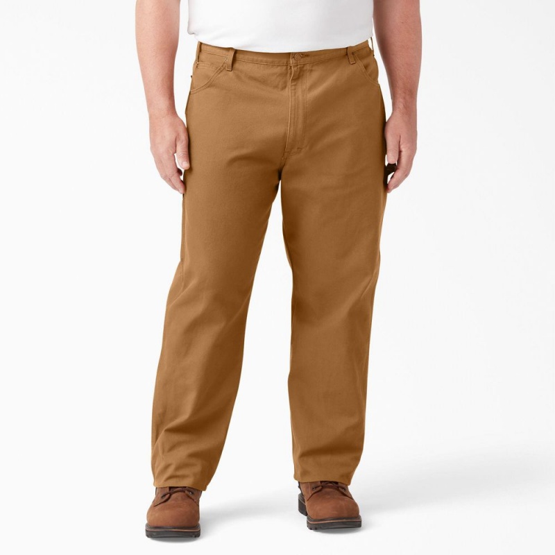 Men's Dickies Relaxed Fit Heavyweight Duck Carpenter Pants Brown | 057862IAU