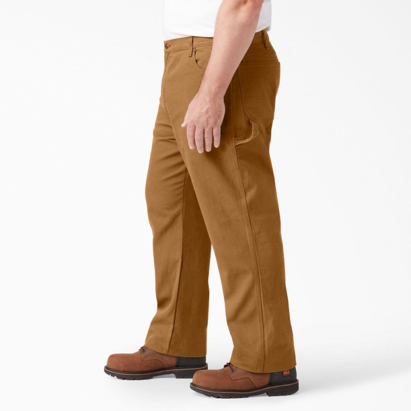 Men's Dickies Relaxed Fit Heavyweight Duck Carpenter Pants Brown | 057862IAU