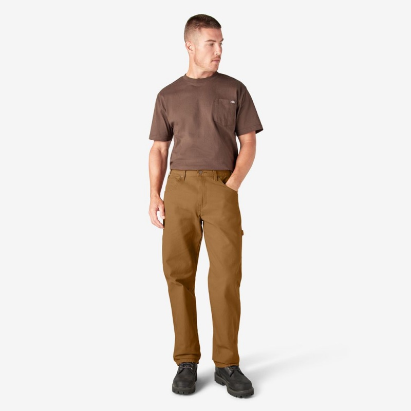 Men's Dickies Relaxed Fit Heavyweight Duck Carpenter Pants Brown | 057862IAU