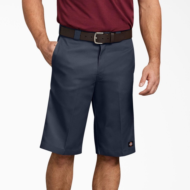 Men\'s Dickies Relaxed Fit Multi-Use Pocket Work Shorts Navy | 457960EPZ