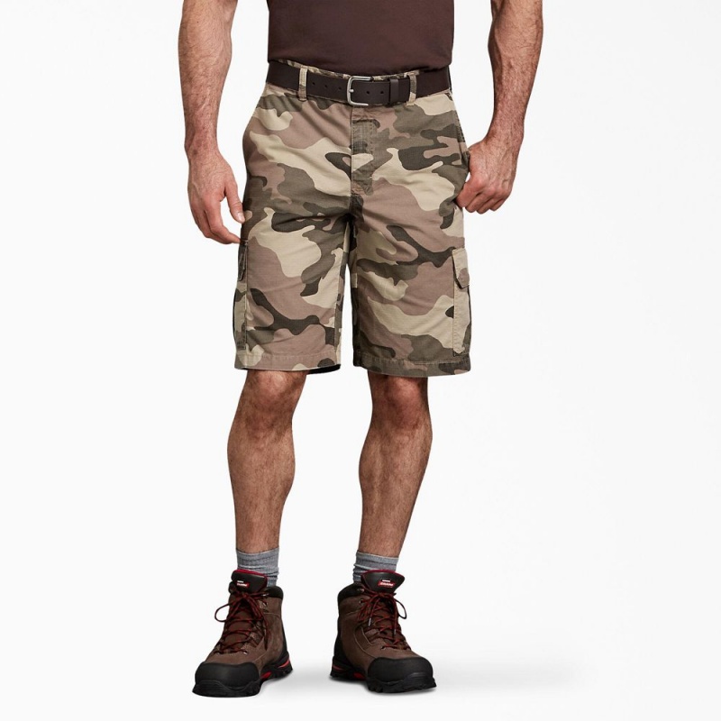 Men\'s Dickies Relaxed Fit Ripstop Cargo Shorts Brown | 928345VMA