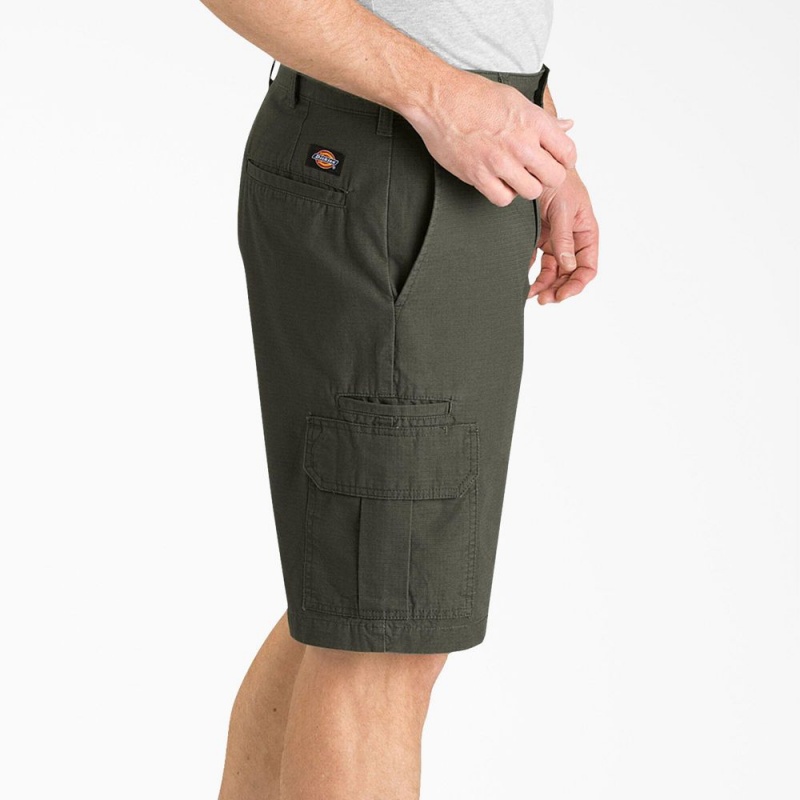 Men's Dickies Relaxed Fit Ripstop Cargo Shorts Green | 796184JSI