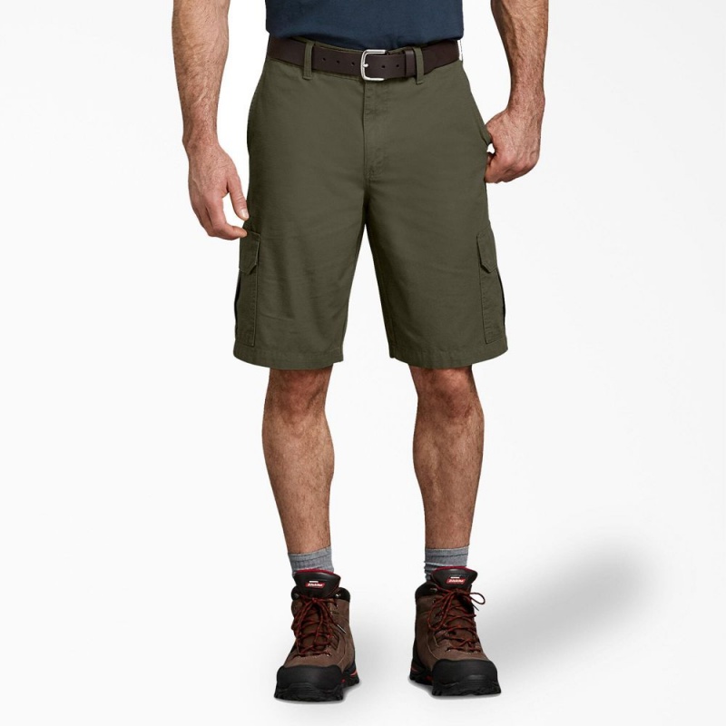 Men\'s Dickies Relaxed Fit Ripstop Cargo Shorts Green | 796184JSI