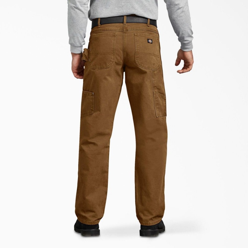 Men's Dickies Relaxed Fit Sanded Duck Carpenter Pants Brown | 251987LHZ