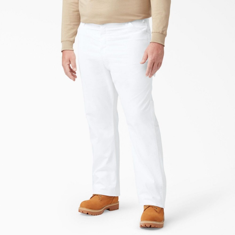 Men's Dickies Relaxed Fit Straight Leg Painter's Pants White | 305478WHL