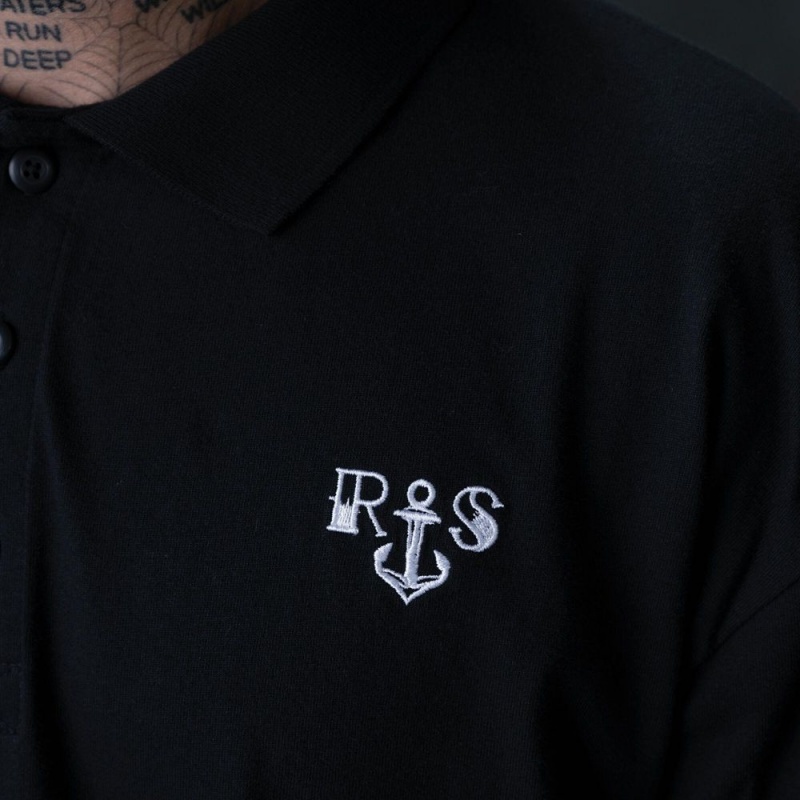 Men's Dickies Ronnie Sandoval Long Sleeve Polo Shirt Black | 948703NJL