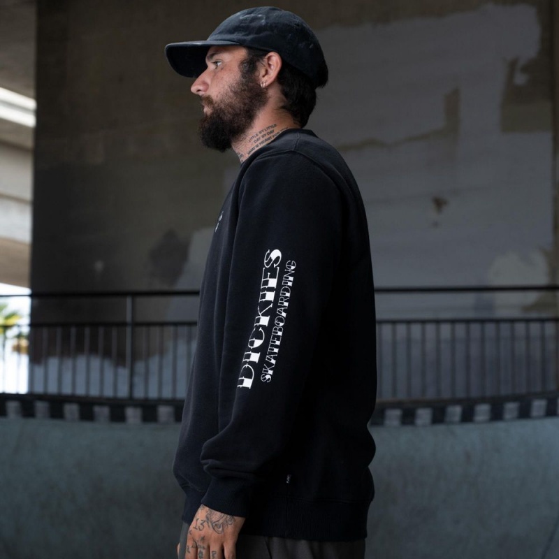 Men's Dickies Ronnie Sandoval Relaxed Fit Sweatshirt Black | 389726VNG