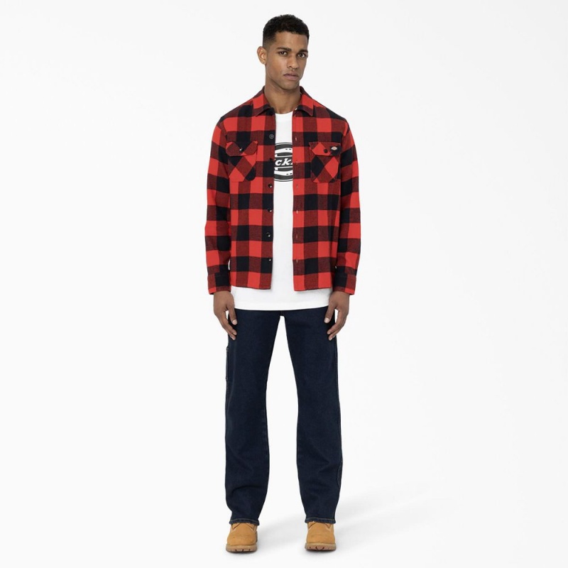 Men's Dickies Sacramento Shirt Red | 527198VGW