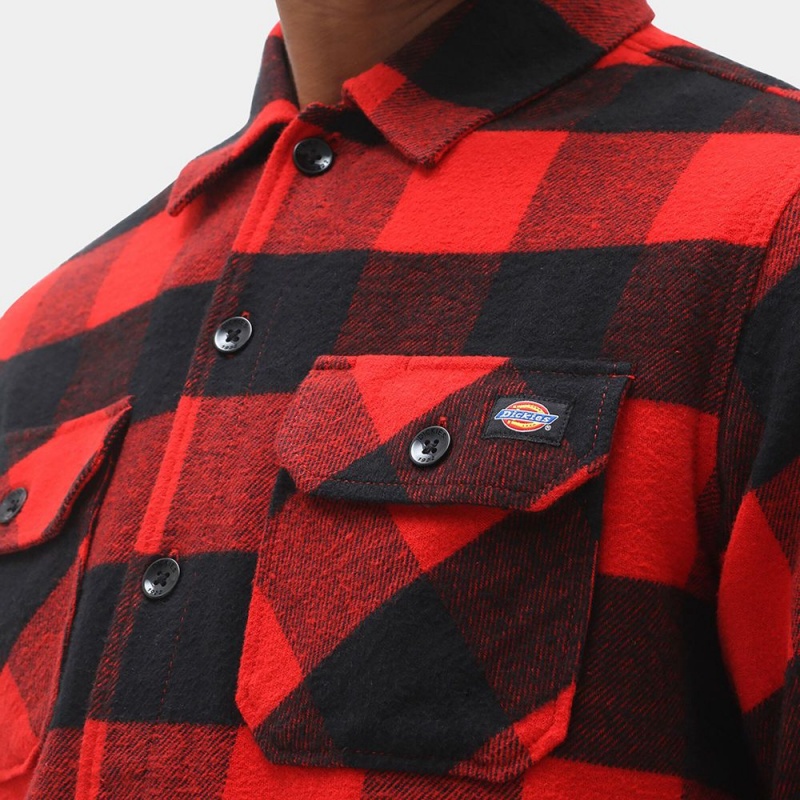 Men's Dickies Sacramento Shirt Red | 527198VGW