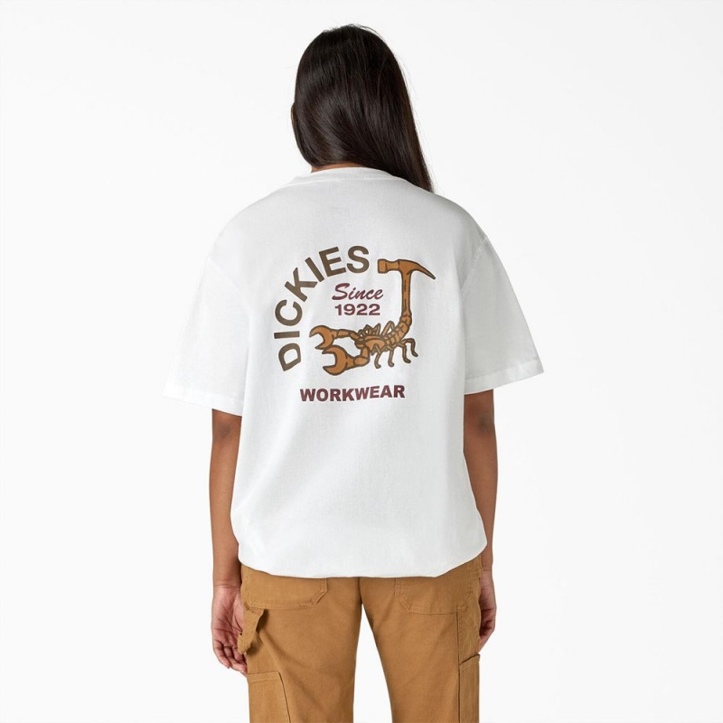 Men's Dickies Scorpion Heavyweight T-Shirt White | 672815NLM