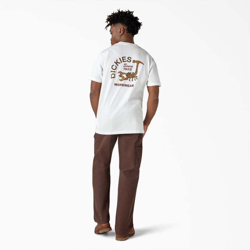 Men's Dickies Scorpion Heavyweight T-Shirt White | 672815NLM