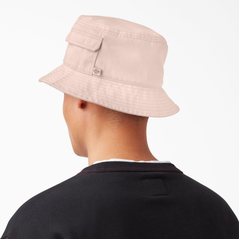 Men's Dickies Script Logo Bucket Hat Pink | 380517CGZ