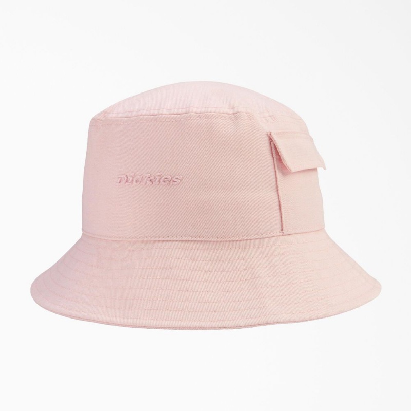 Men\'s Dickies Script Logo Bucket Hat Pink | 380517CGZ