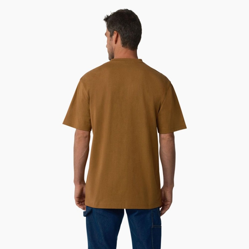 Men's Dickies Short Sleeve Heavyweight Logo T-Shirt Brown | 421697NRY