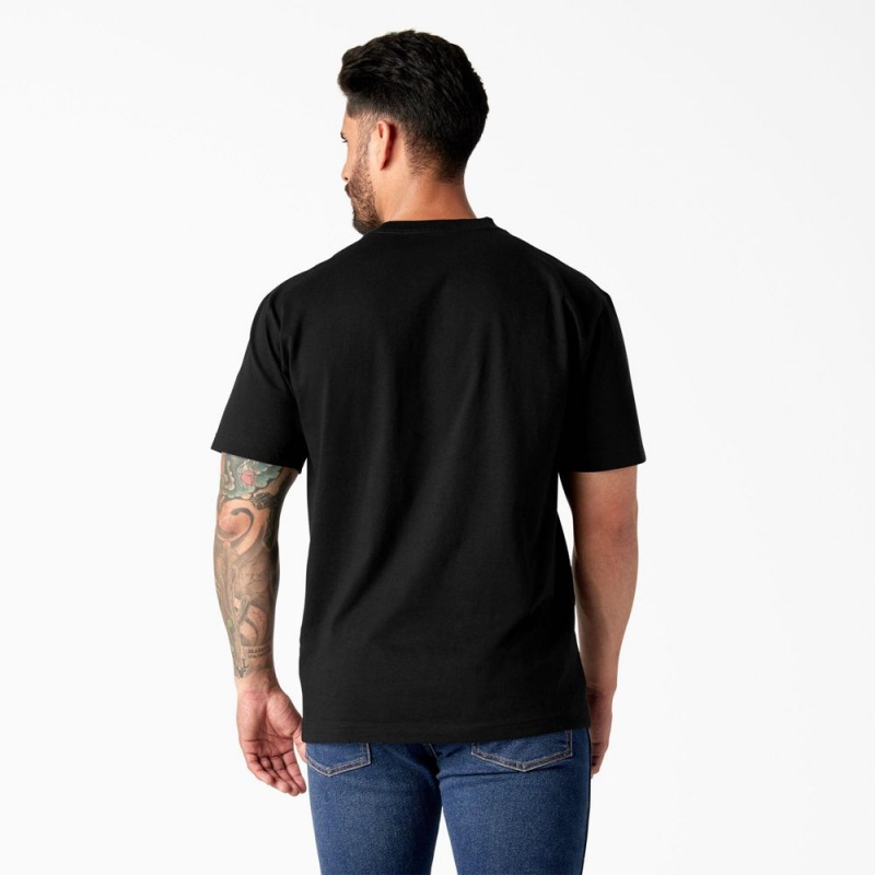 Men's Dickies Short Sleeve Logo Graphic T-Shirt Black | 471895XZS