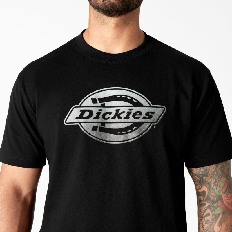 Men's Dickies Short Sleeve Logo Graphic T-Shirt Black | 471895XZS