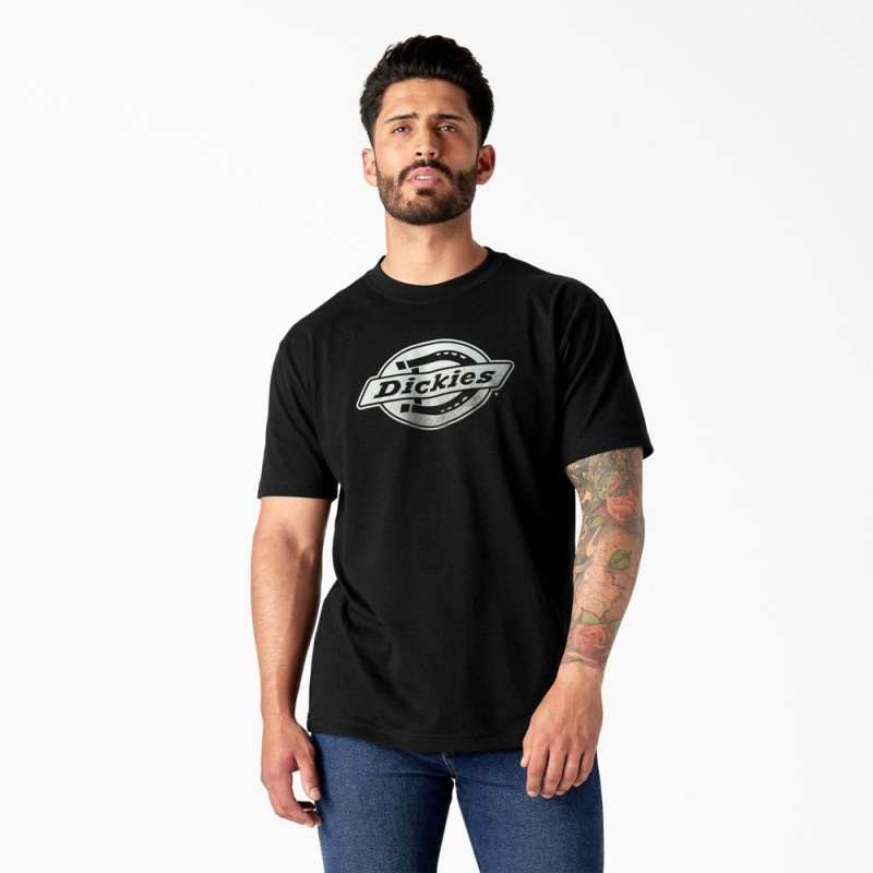 Men\'s Dickies Short Sleeve Logo Graphic T-Shirt Black | 471895XZS