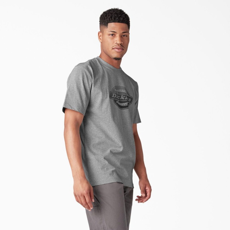 Men's Dickies Short Sleeve Logo Graphic T-Shirt Grey | 217589IDH