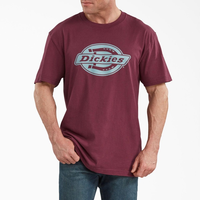 Men\'s Dickies Short Sleeve Relaxed Fit Graphic T-Shirt Burgundy | 510742BYK