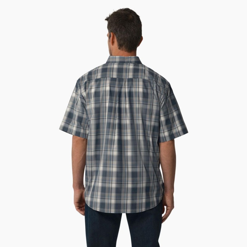 Men's Dickies Short Sleeve Woven Shirt Blue | 385972XKL