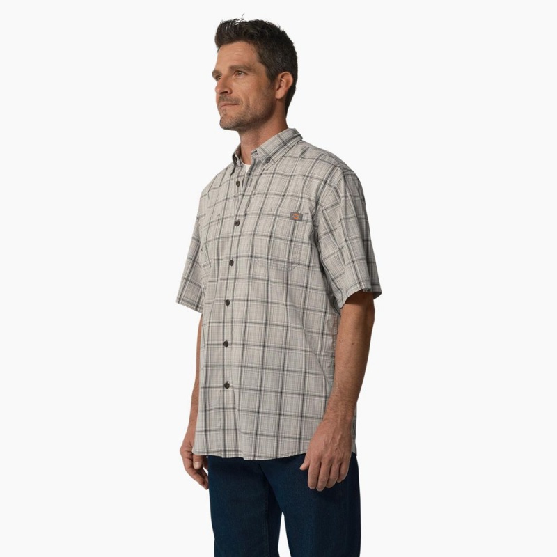 Men's Dickies Short Sleeve Woven Shirt Grey | 492681TWJ