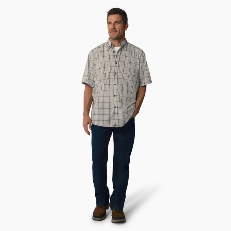 Men's Dickies Short Sleeve Woven Shirt Grey | 492681TWJ