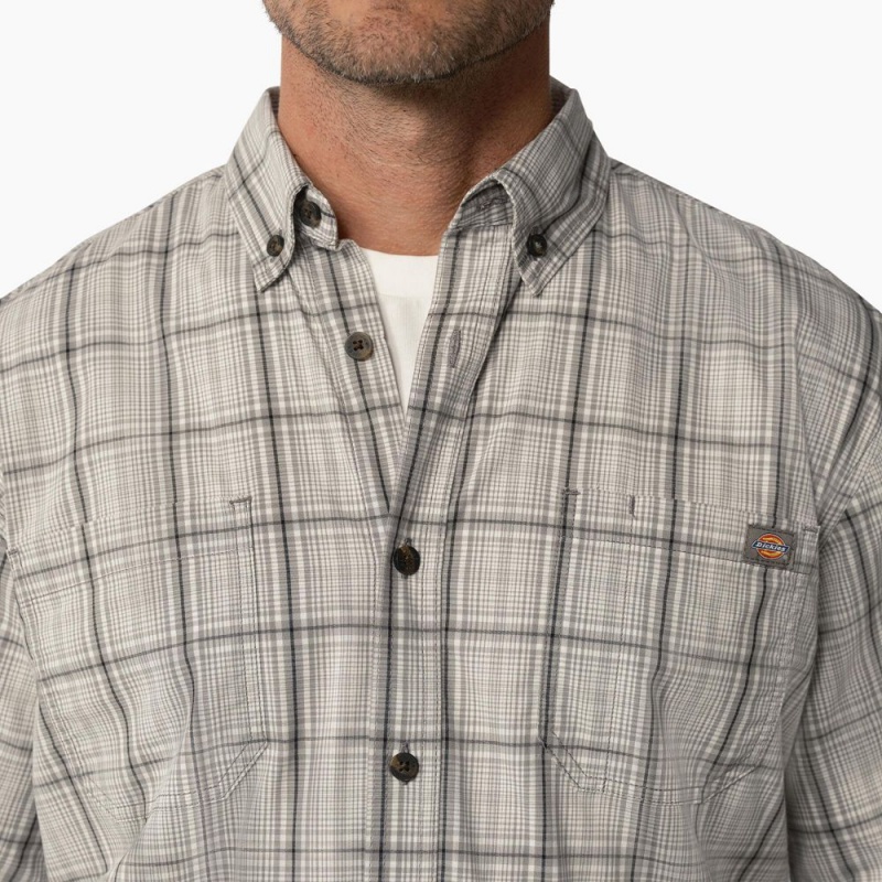 Men's Dickies Short Sleeve Woven Shirt Grey | 492681TWJ