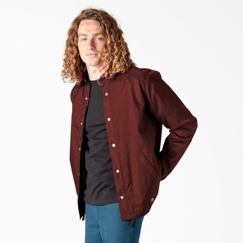 Men's Dickies Skateboarding Coaches Jacket Red | 129354MLQ