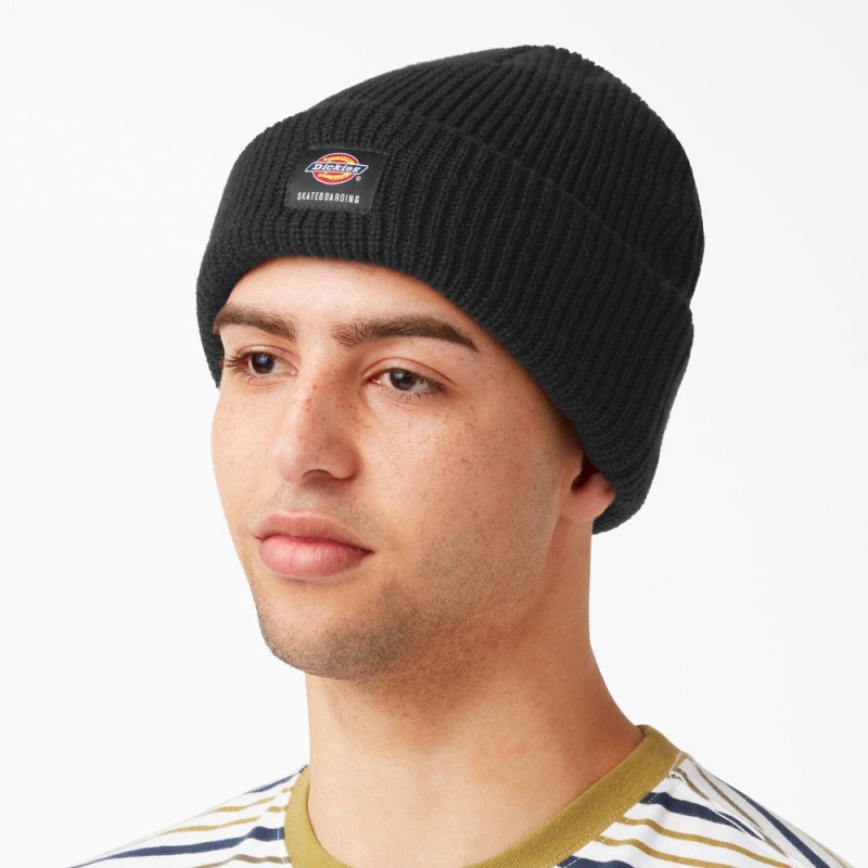 Men\'s Dickies Skateboarding Cuffed Beanie Black | 189756YTQ