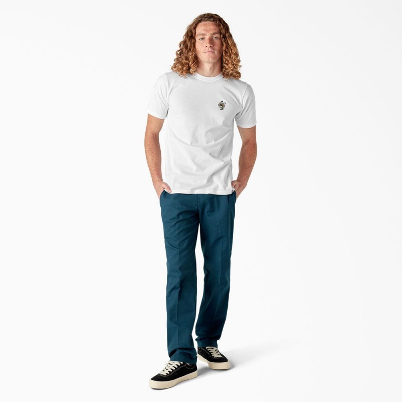 Men's Dickies Skateboarding DIY Skate Graphic T-Shirt White | 583967MFA