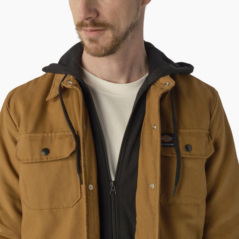 Men's Dickies Skateboarding Duck Shirt Jacket Brown | 730568TLY