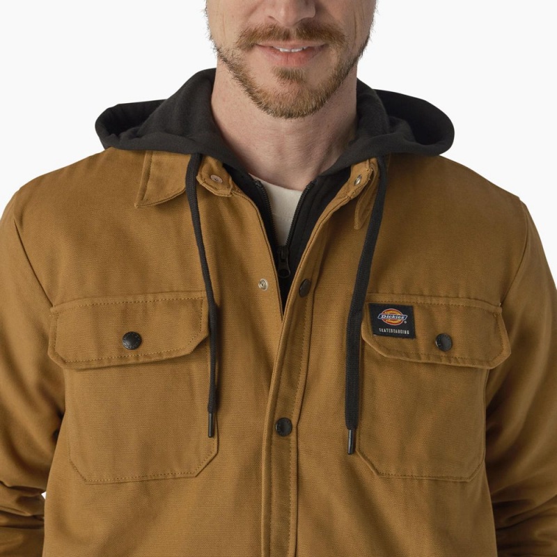 Men's Dickies Skateboarding Duck Shirt Jacket Brown | 730568TLY