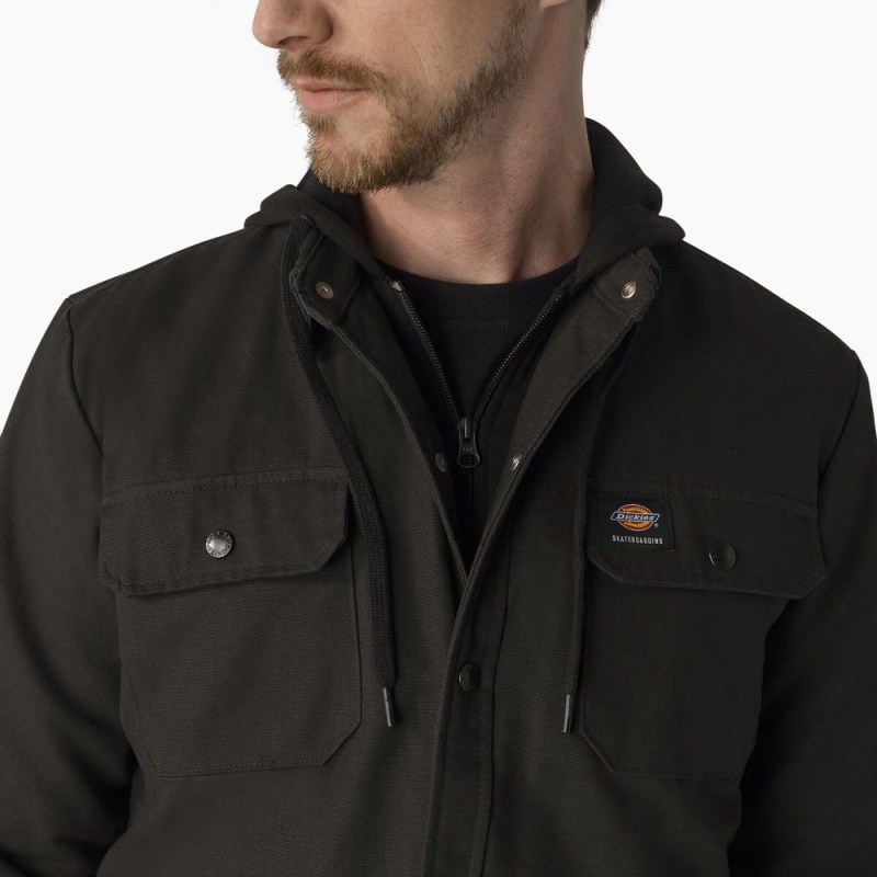 Men's Dickies Skateboarding Duck Shirt Jacket Black | 531460JYA