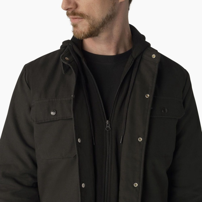 Men's Dickies Skateboarding Duck Shirt Jacket Black | 531460JYA