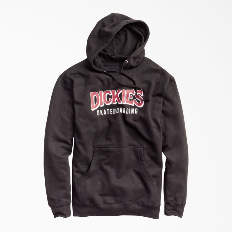 Men\'s Dickies Skateboarding Fleece Hoodie Black | 362758ILG