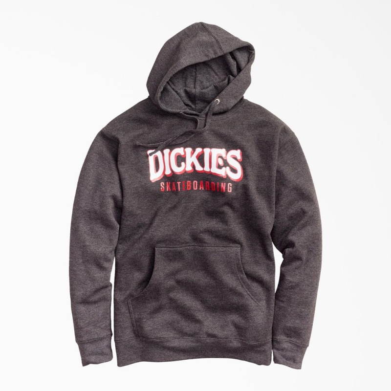 Men\'s Dickies Skateboarding Fleece Hoodie Grey | 096854GYT