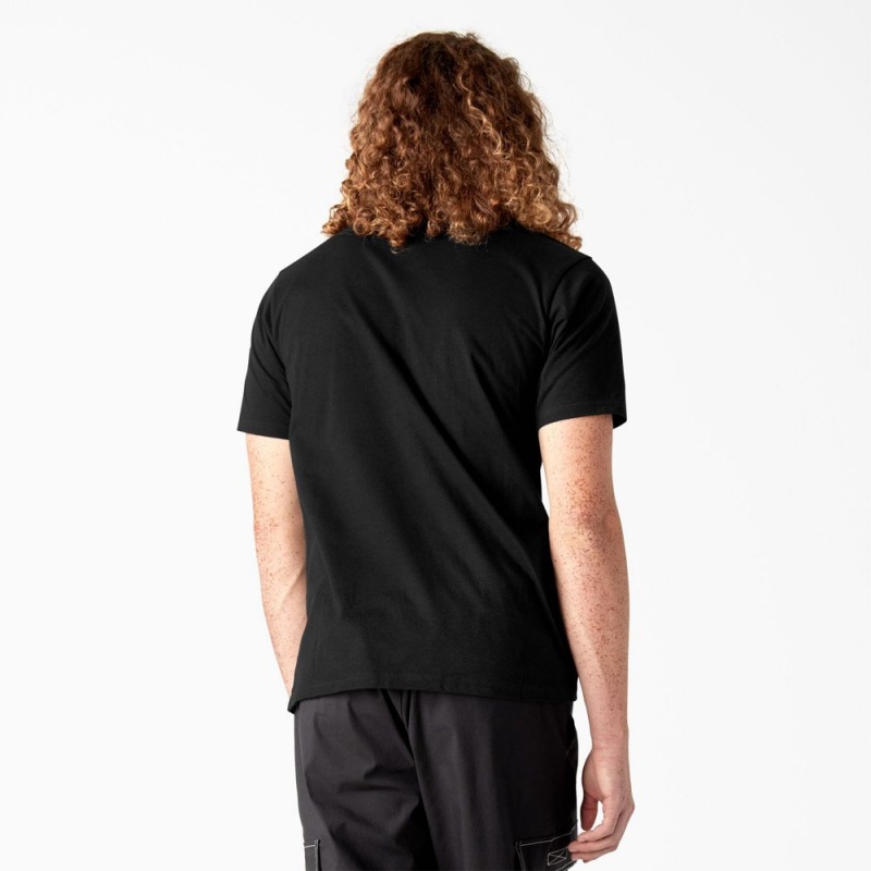 Men's Dickies Skateboarding Logo T-Shirt Black | 375964CJP