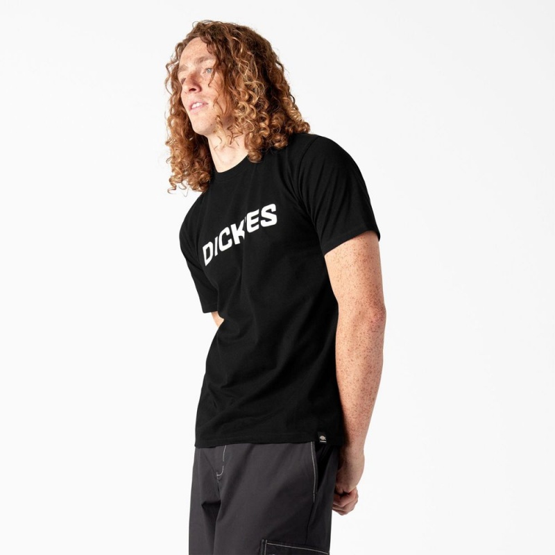 Men's Dickies Skateboarding Logo T-Shirt Black | 375964CJP