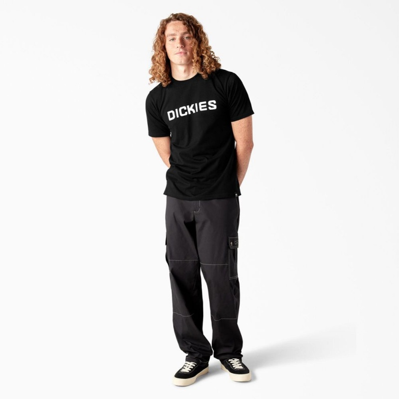 Men's Dickies Skateboarding Logo T-Shirt Black | 375964CJP