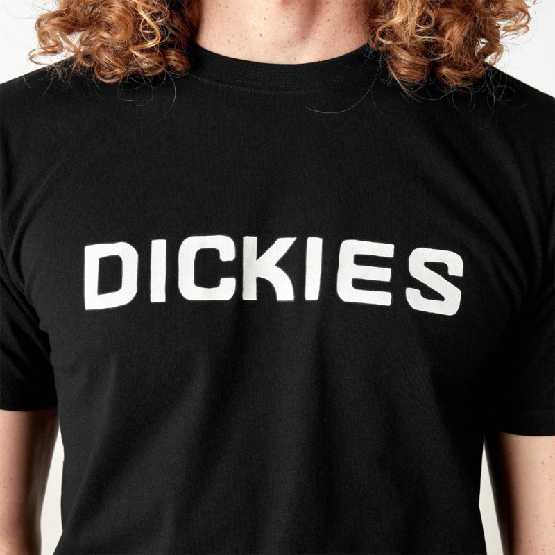 Men's Dickies Skateboarding Logo T-Shirt Black | 375964CJP