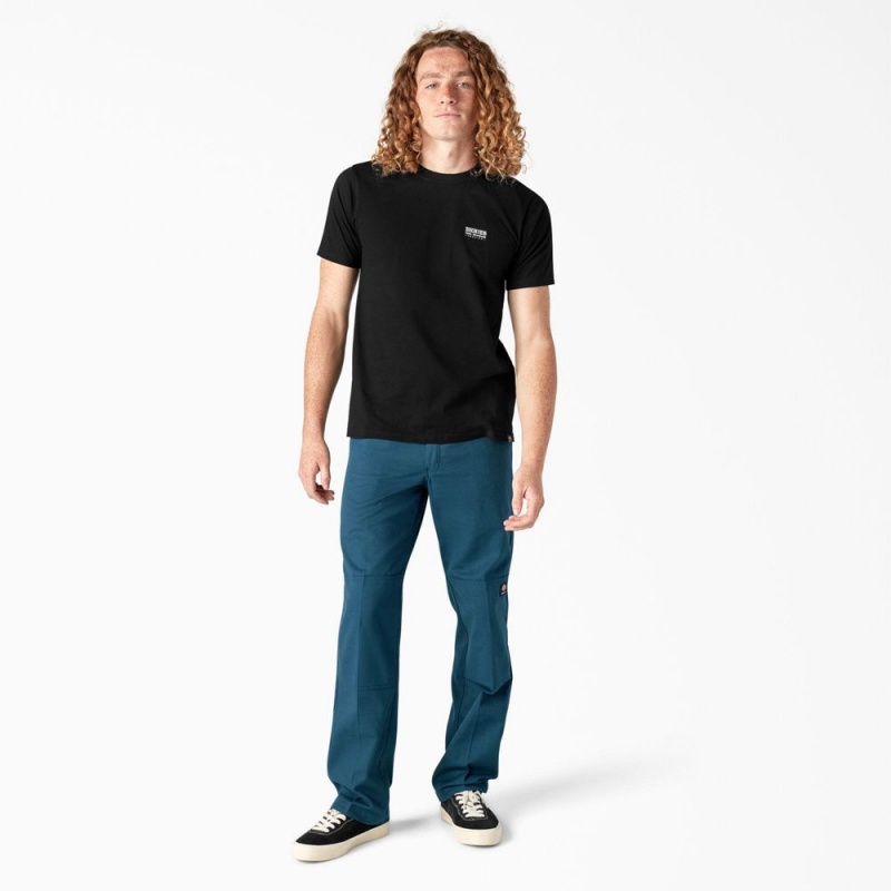 Men's Dickies Skateboarding Pool Drainage Graphic T-Shirt Black | 410876KQI